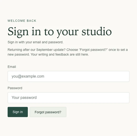 Sign-in and password recovery form